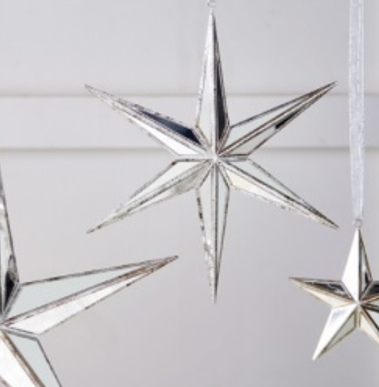 Silver Mirrored Star Ornament / 12"