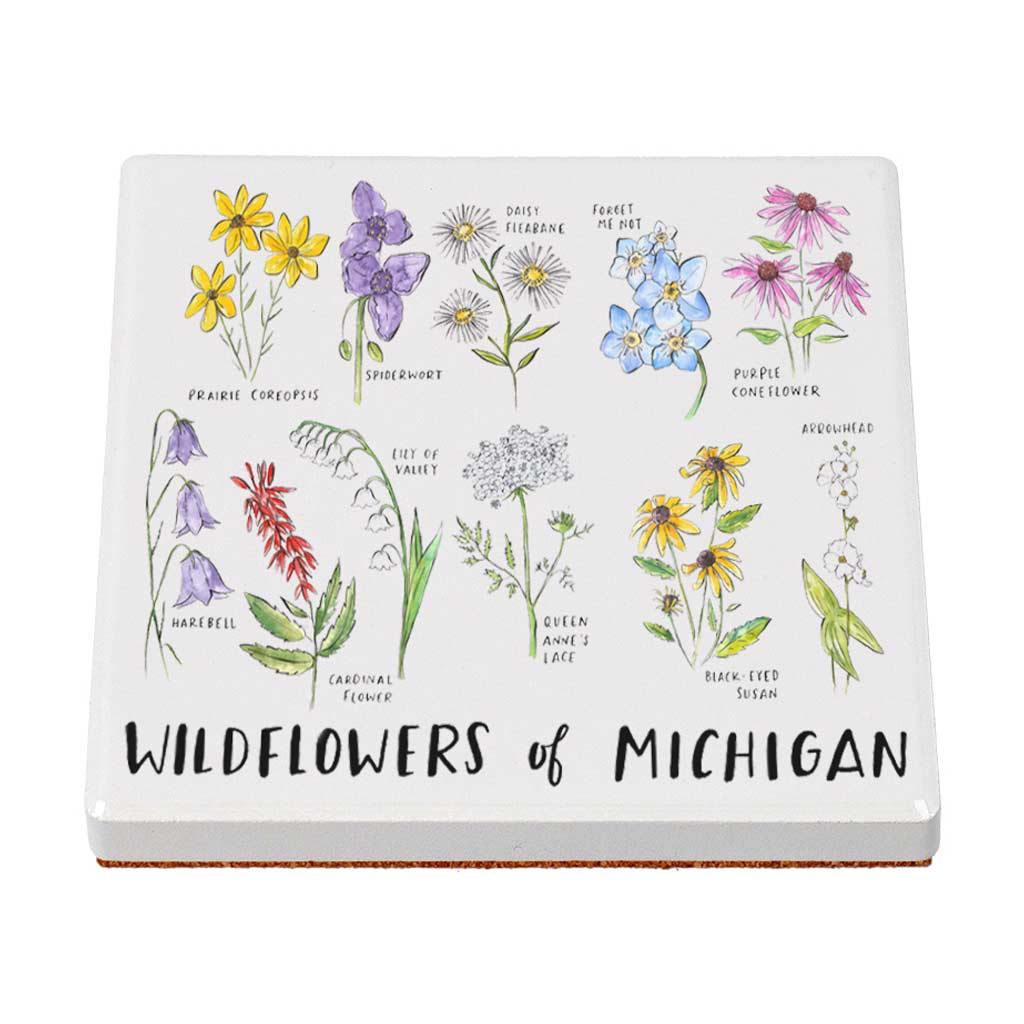 Michigan Wildflowers Ceramic Coaster