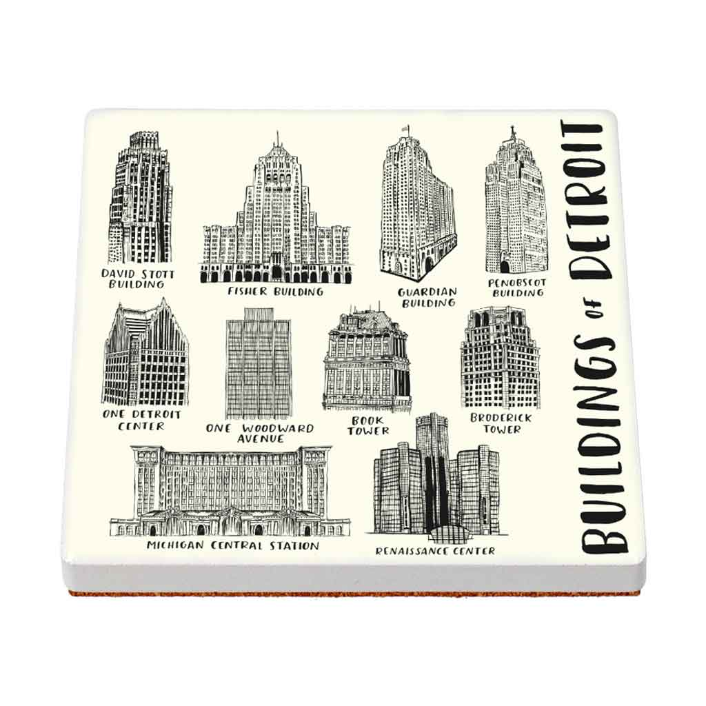 Buildings of Detroit Ceramic Coaster