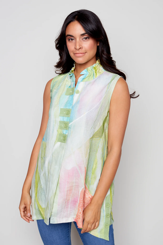 Claire Dejardins Fresh Avocado Sleeveless Blouse