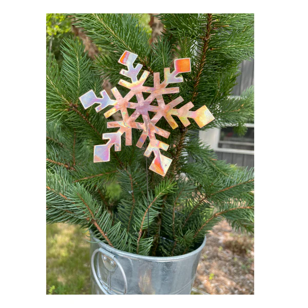 Natural Copper Snowflake Garden Stake / Extra Large