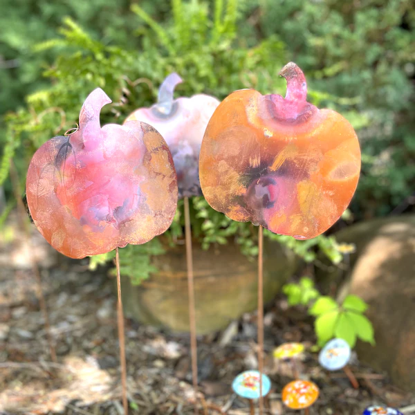 Natural Copper Solid Pumpkin Garden Stake