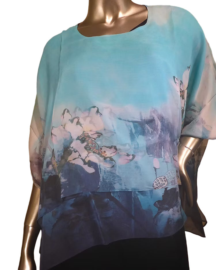 Silk Top with Overlay
