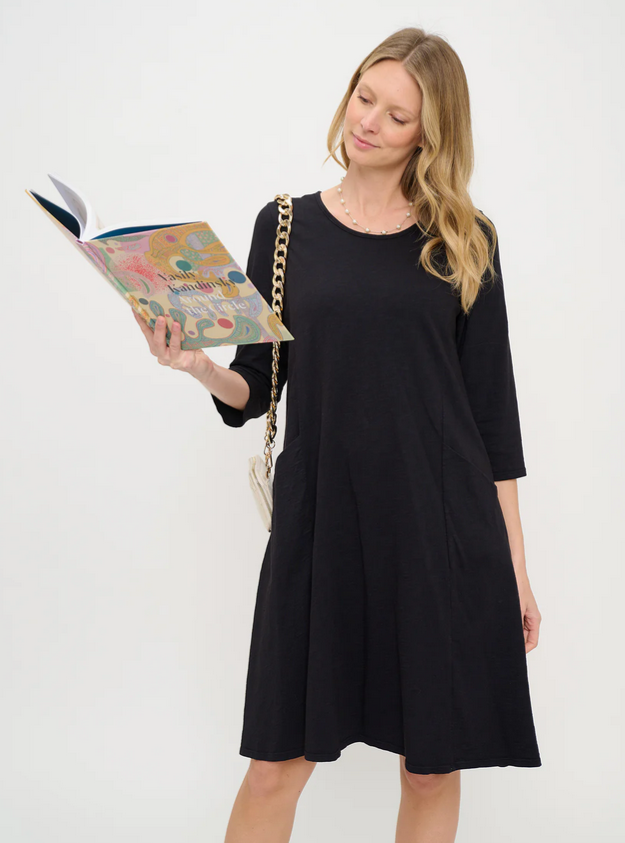 Cotton Lani's Jersey Slub Dress in Black