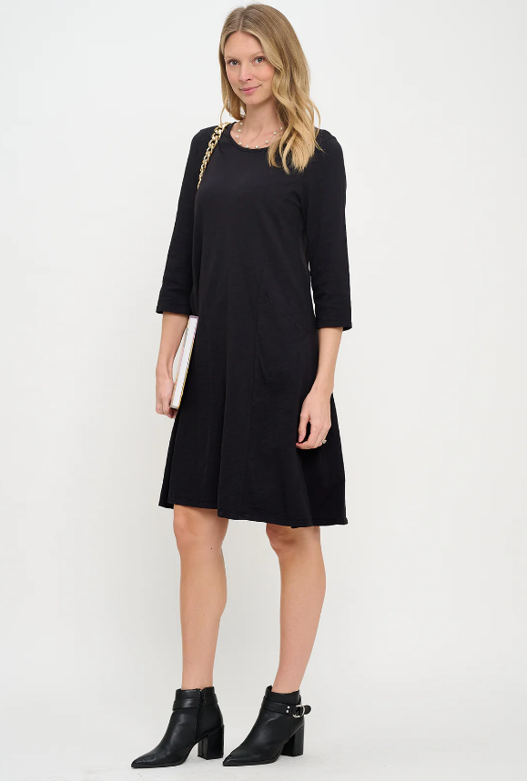 Cotton Lani's Jersey Slub Dress in Black