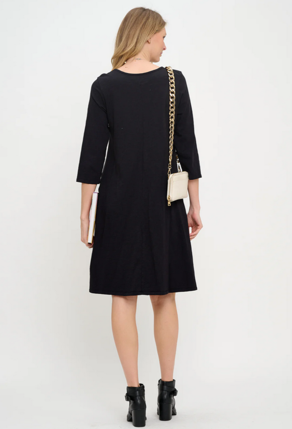 Cotton Lani's Jersey Slub Dress in Black