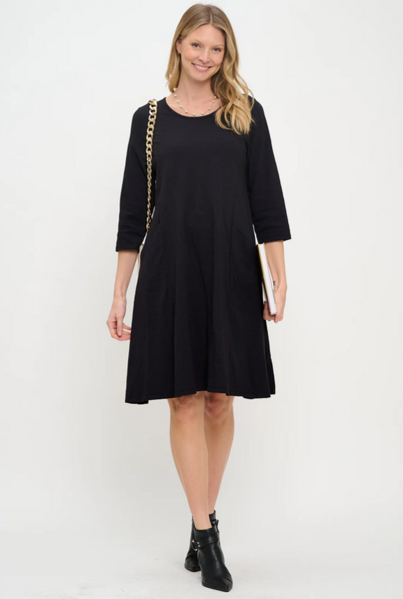 Cotton Lani's Jersey Slub Dress in Black
