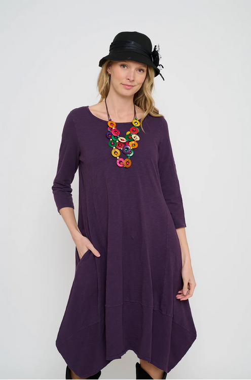 Cotton Lani's Jersey Slub A-Line Dress in Blackberry