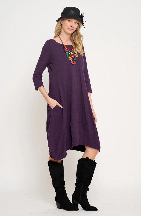 Cotton Lani's Jersey Slub A-Line Dress in Blackberry