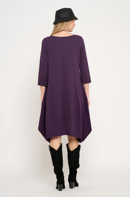Cotton Lani's Jersey Slub A-Line Dress in Blackberry