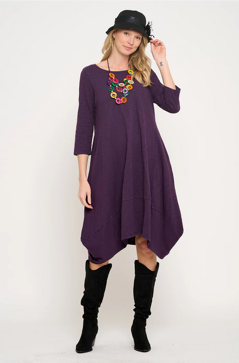 Cotton Lani's Jersey Slub A-Line Dress in Blackberry