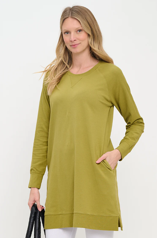 Cotton Lani's Stretch Terry Sweatshirt Tunic in Spud