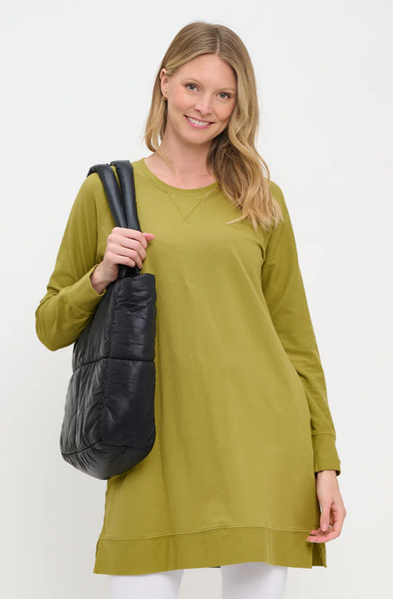 Cotton Lani's Stretch Terry Sweatshirt Tunic in Spud