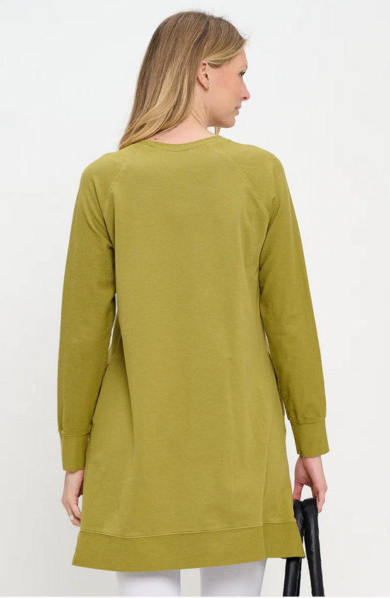 Cotton Lani's Stretch Terry Sweatshirt Tunic in Spud