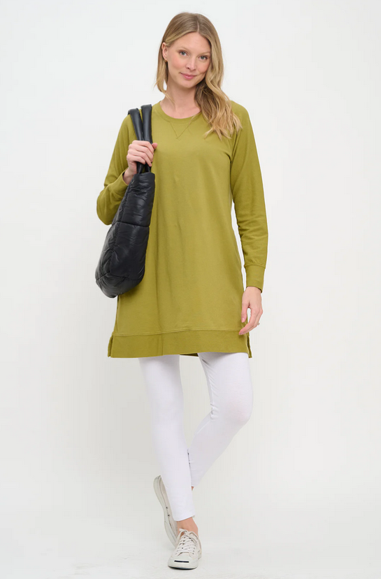 Cotton Lani's Stretch Terry Sweatshirt Tunic in Spud