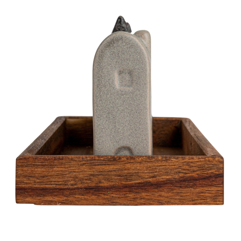 8 House Shaped Vases with Wooden Tray