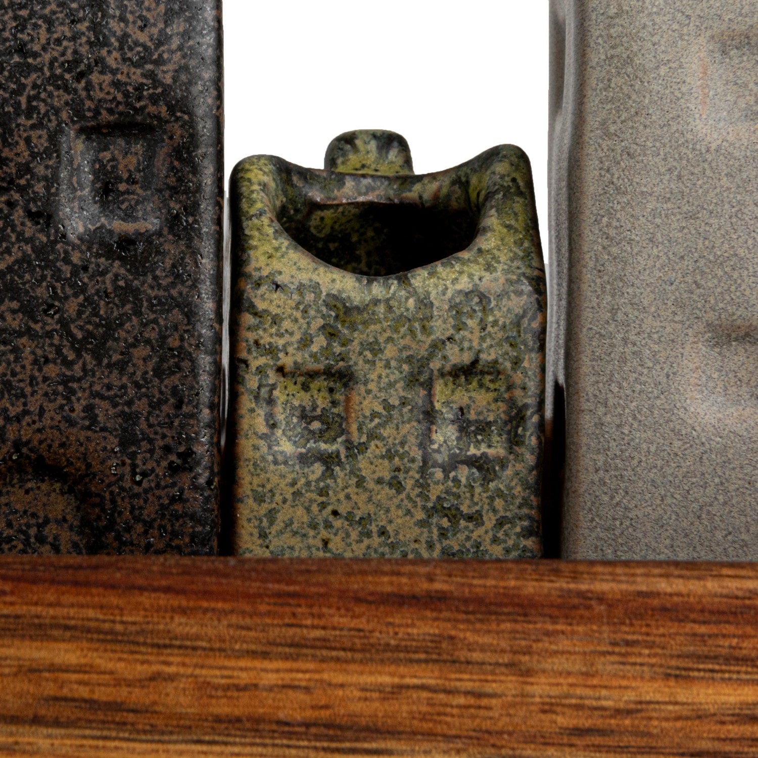 8 House Shaped Vases with Wooden Tray