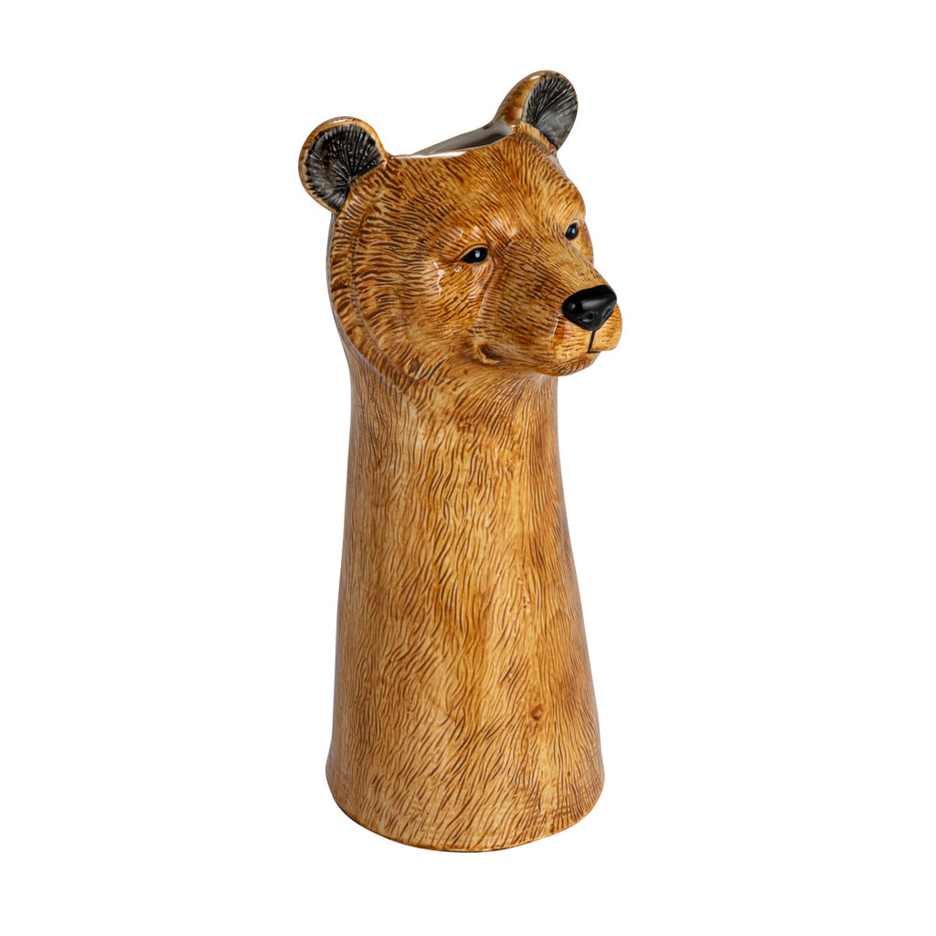 Hand-Painted Stoneware Bear Vase