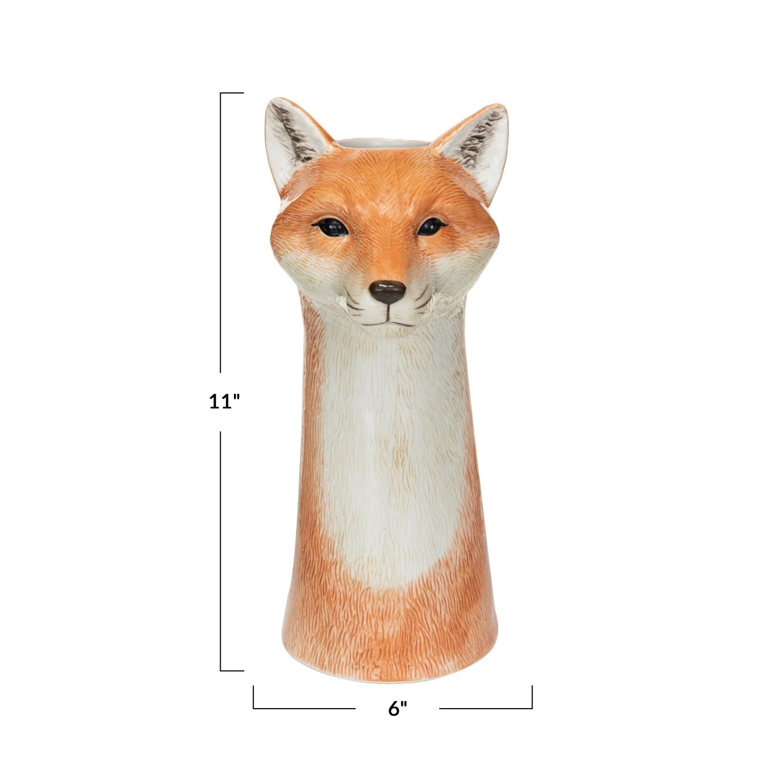 Hand-Painted Stoneware Fox Vase