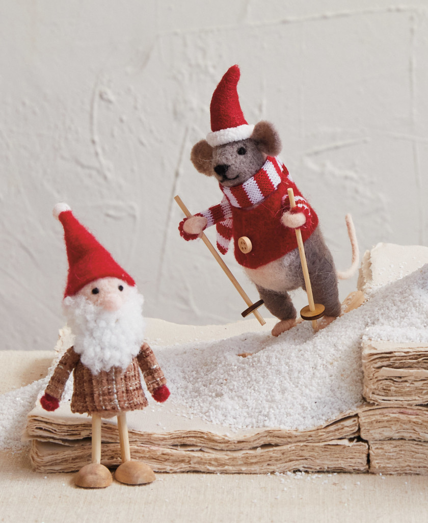 Wool Felt Skiing Mouse