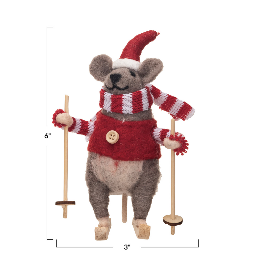 Wool Felt Skiing Mouse