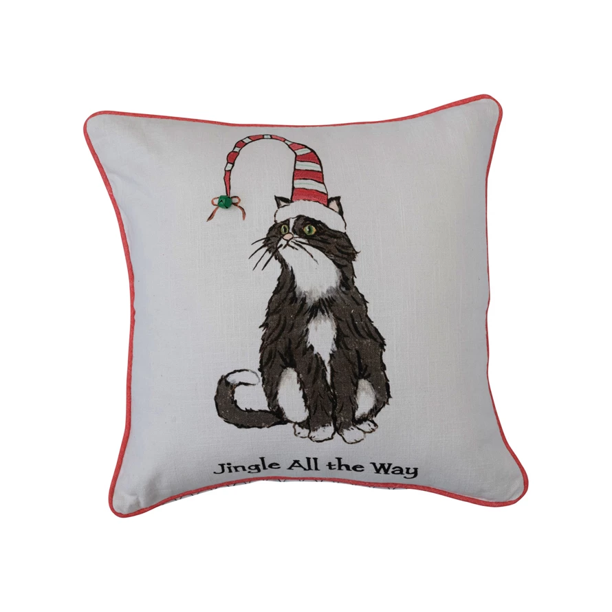 Jingle Cat Accent Pillow Holiday Decor