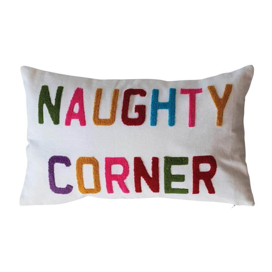 "Naughty Corner" Lumbar Pillow Holiday Decor