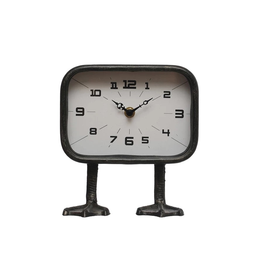 Metal Clock with Duck Feet