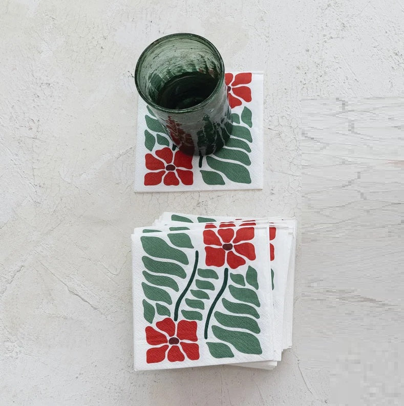 Poinsettia Cocktail Napkins