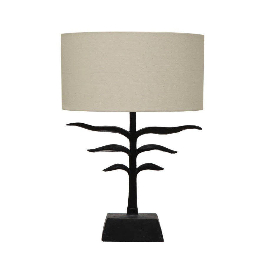 Leaf Shaped Table Lamp with Linen Shade