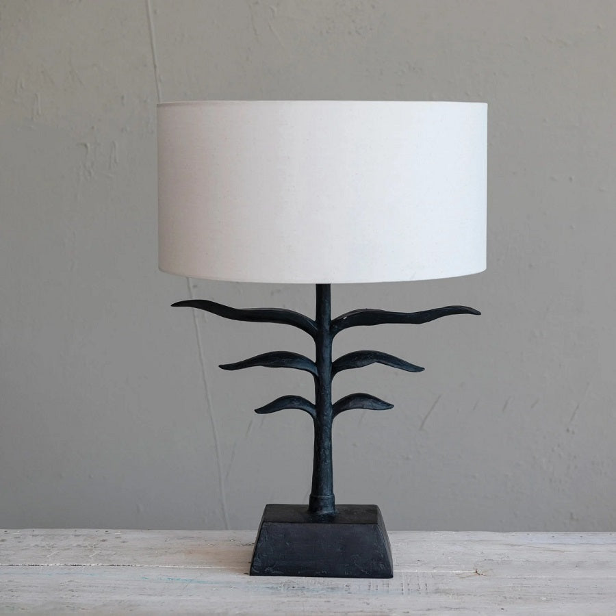 Leaf Shaped Table Lamp with Linen Shade