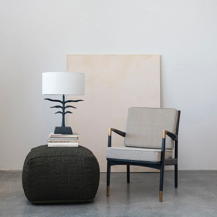 Leaf Shaped Table Lamp with Linen Shade