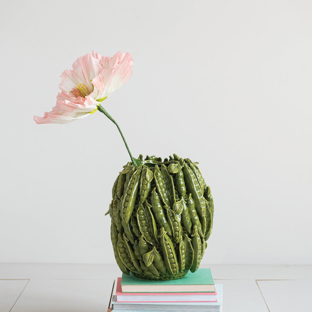 Handmade Stoneware Vase with 3 Dimensional Peas