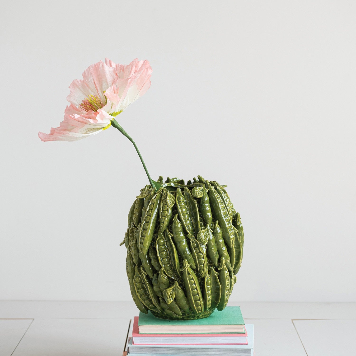 Handmade Stoneware Vase with 3 Dimensional Peas