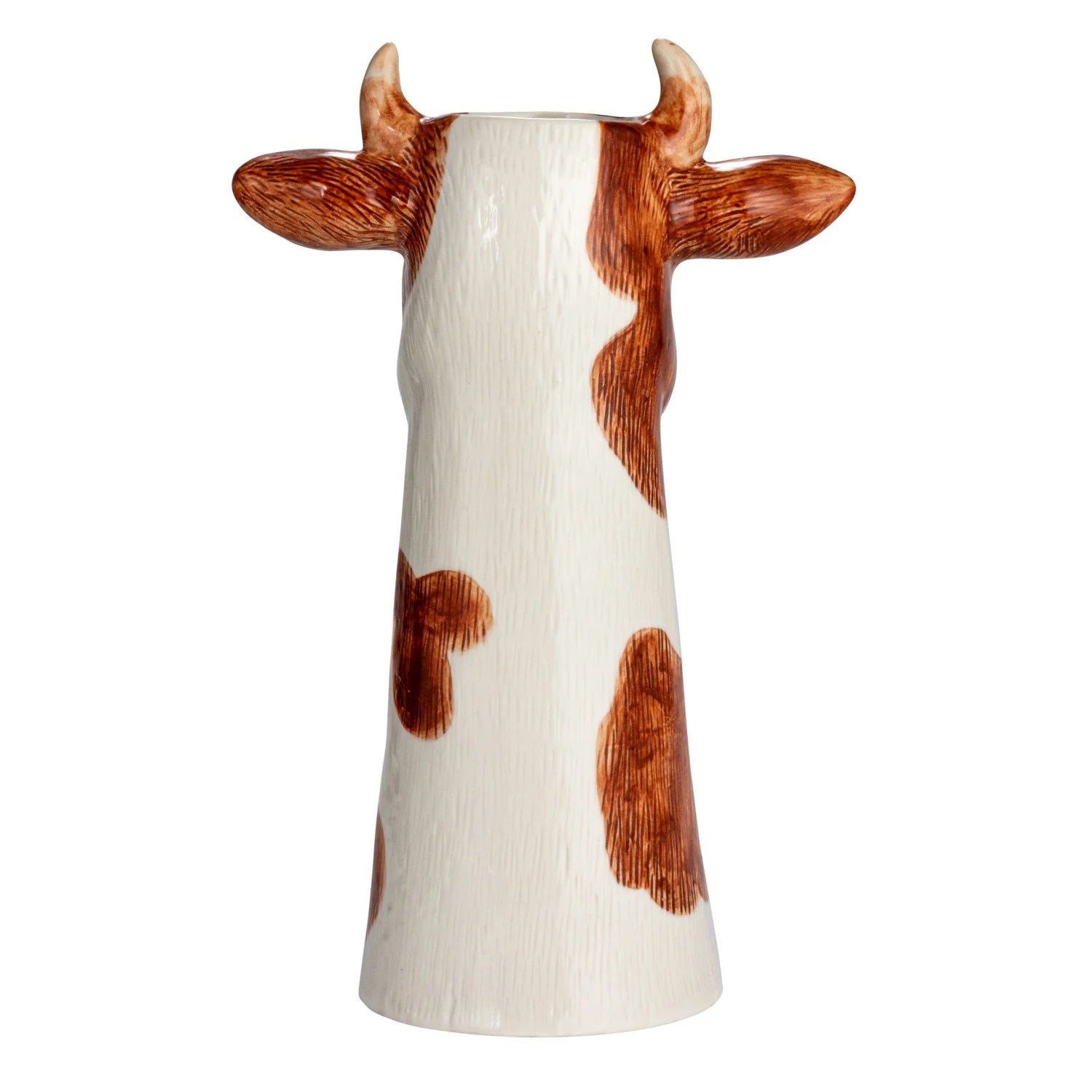 Hand Painted Stoneware Cow Vase