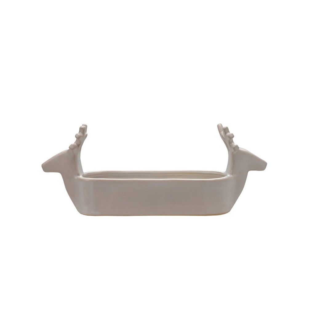 Stoneware Deer Head Cracker Dish