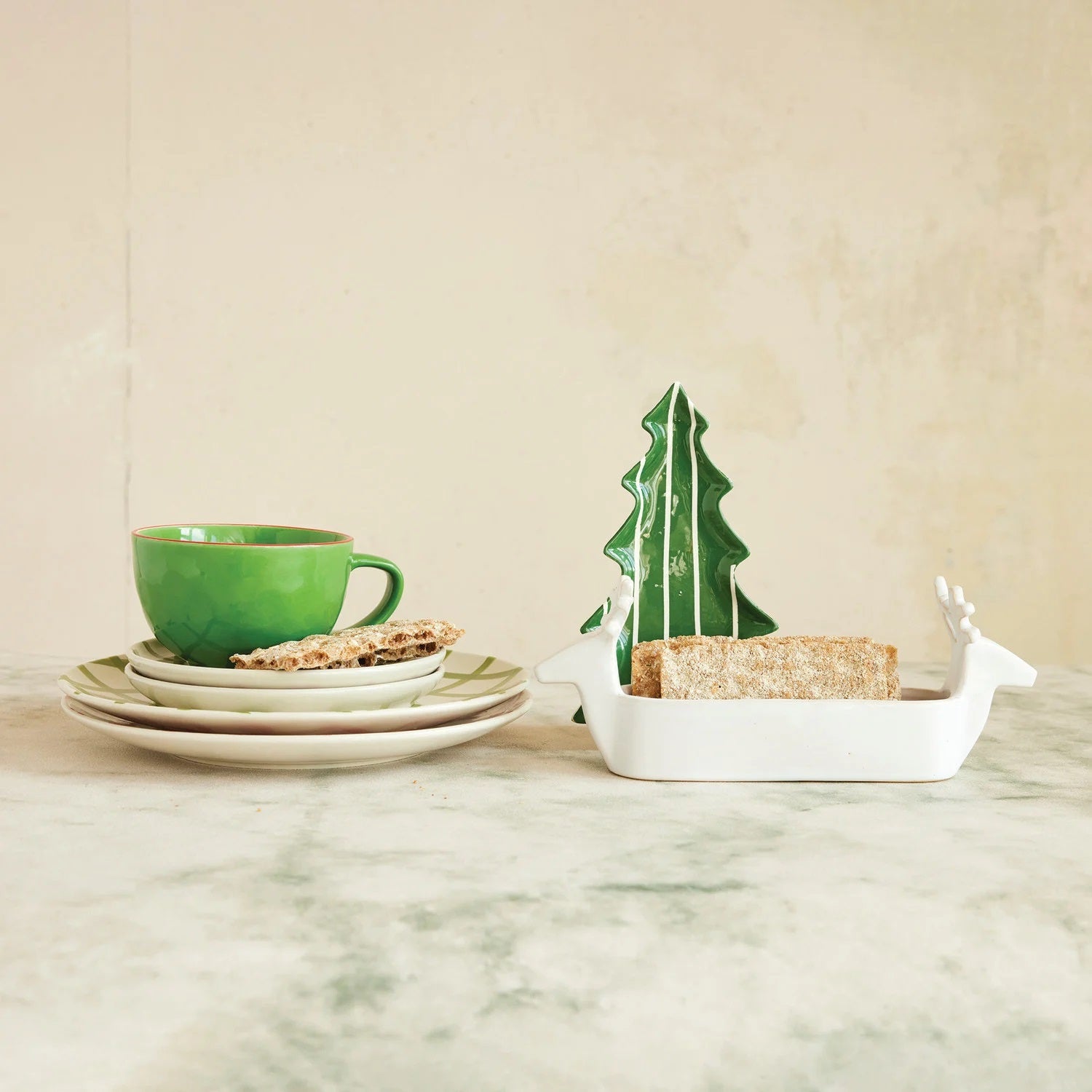 Stoneware Deer Head Cracker Dish