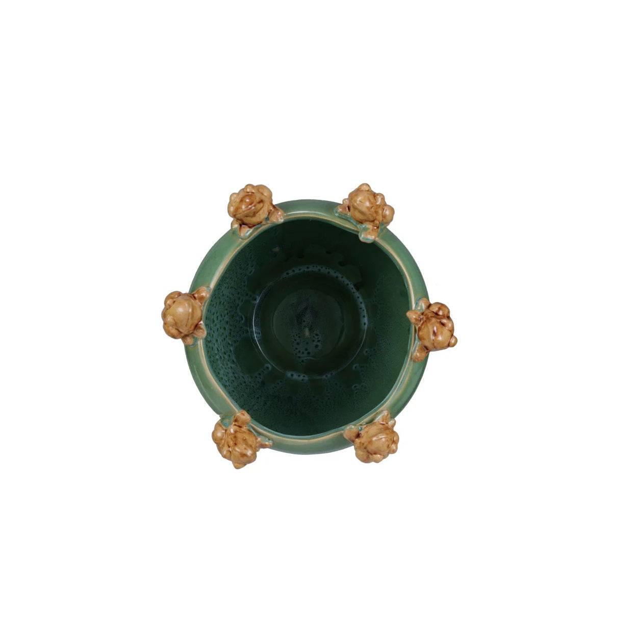 Stoneware Planter with Frogs on the Rim