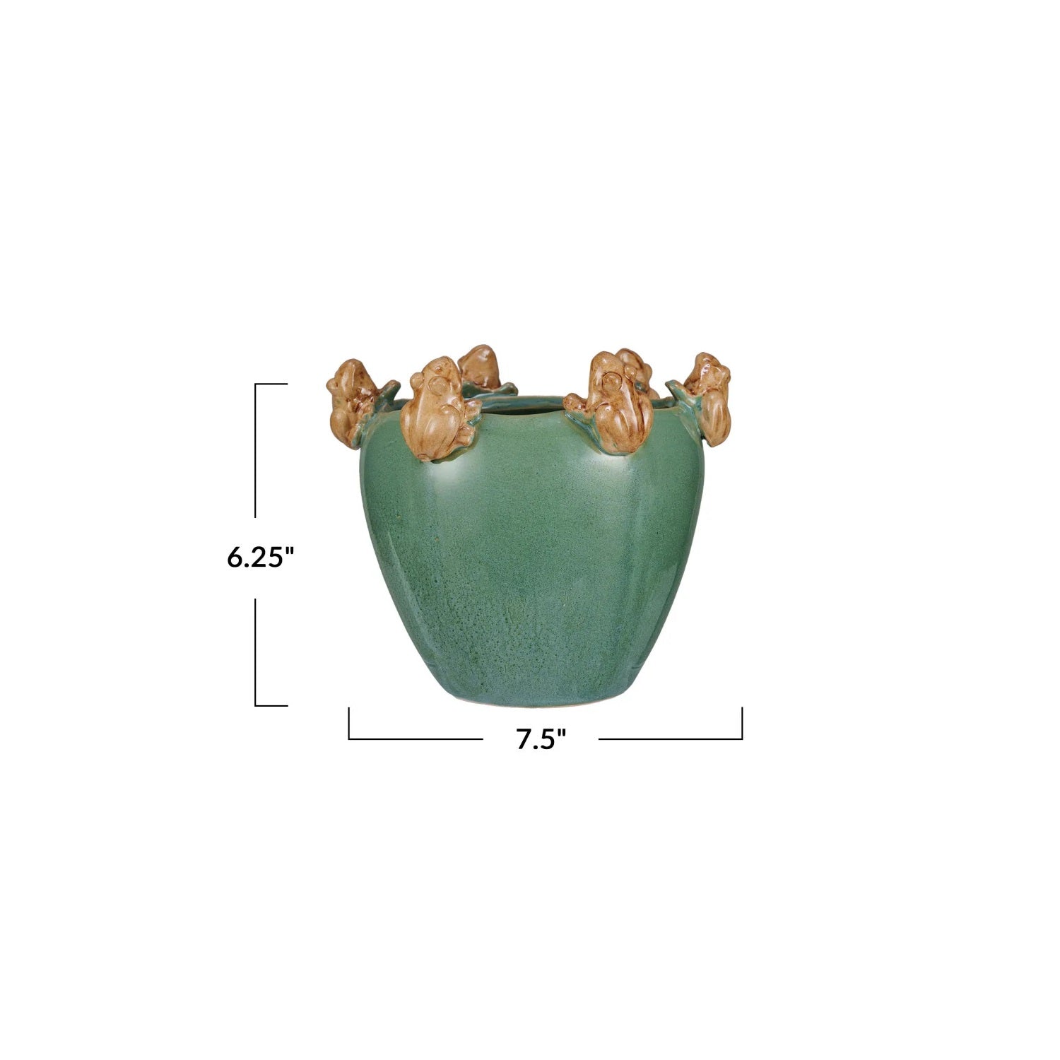 Stoneware Planter with Frogs on the Rim