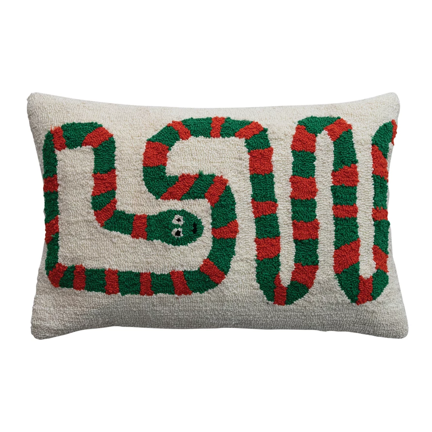 Tufted Lumbar Pillow with Snake