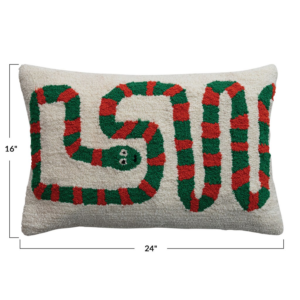Tufted Lumbar Pillow with Snake