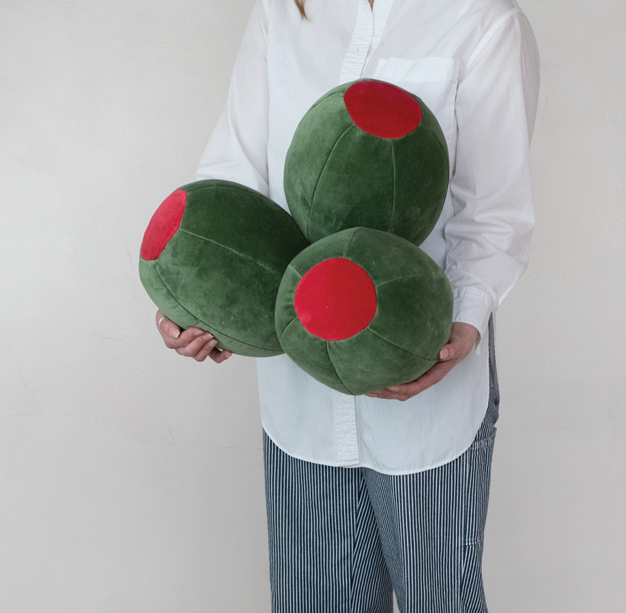 Velvet Olive Shaped Pillow