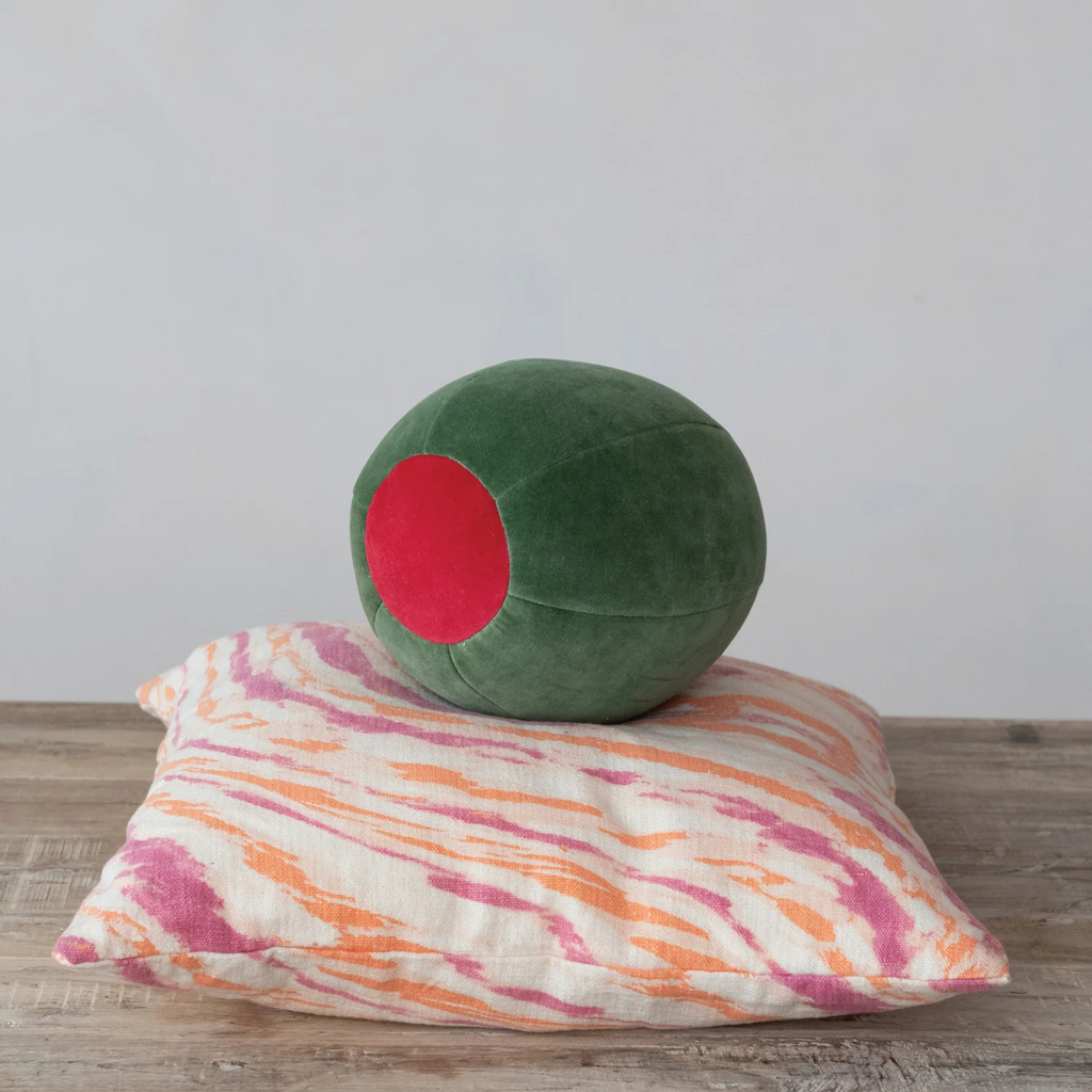 Velvet Olive Shaped Pillow
