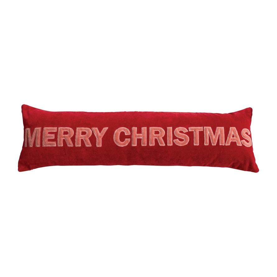 Merry Christmas Velvet Lumbar Pillow