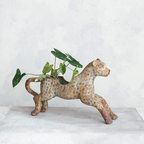 Decorative Vintage Reproduction Carousel Leopard Shaped Container