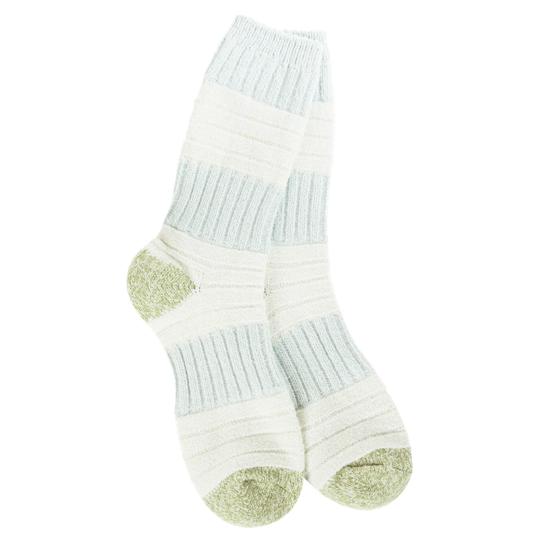 Weekend Patch Crew Socks  Green Blue