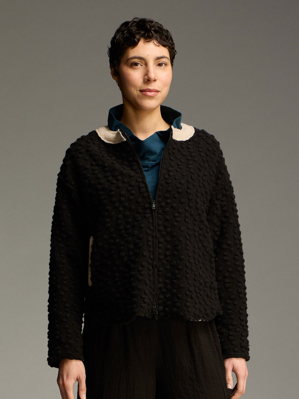 The Boiled Wool Bomber Jacket from Cut Loose in Black