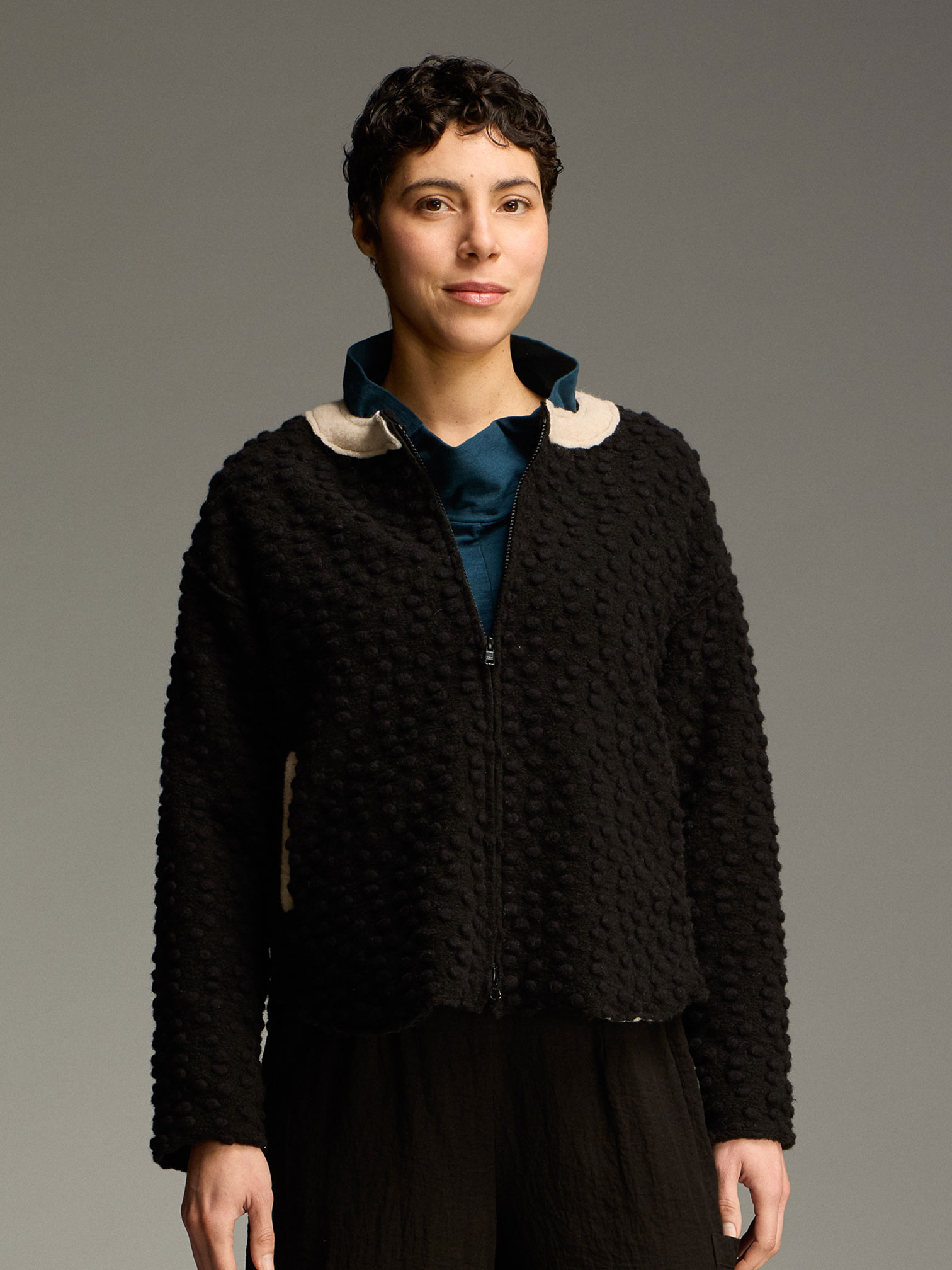 The Boiled Wool Bomber Jacket from Cut Loose in Black