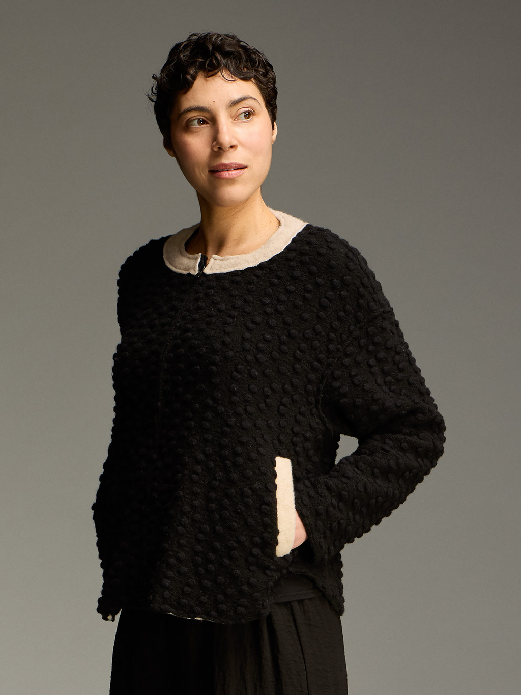 The Boiled Wool Bomber Jacket from Cut Loose in Black