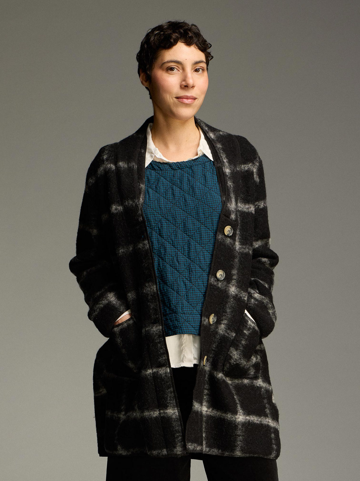 Cut Loose's Boiled Wool Mid-Length Car Coat in Black